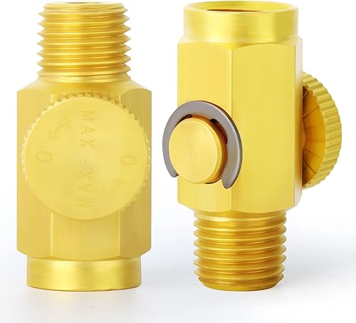 Miniatura 2 de TAISHER 5 piezas de accesorios de compresor de aire de latón, válvula reguladora de flujo de aire en línea de 14 pulgadas NPT macho x 14 pulgadas