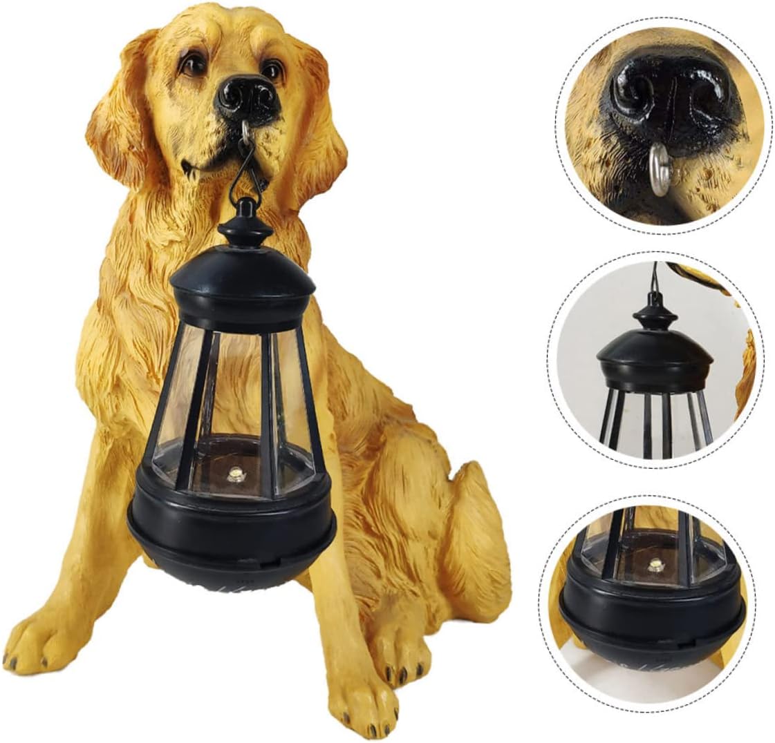 Totority Solar Hanging Dog Figurine Lantern Realistic Garden Decor Light for Patio Pathway Outdoor Solar Lights for Festive Decoration