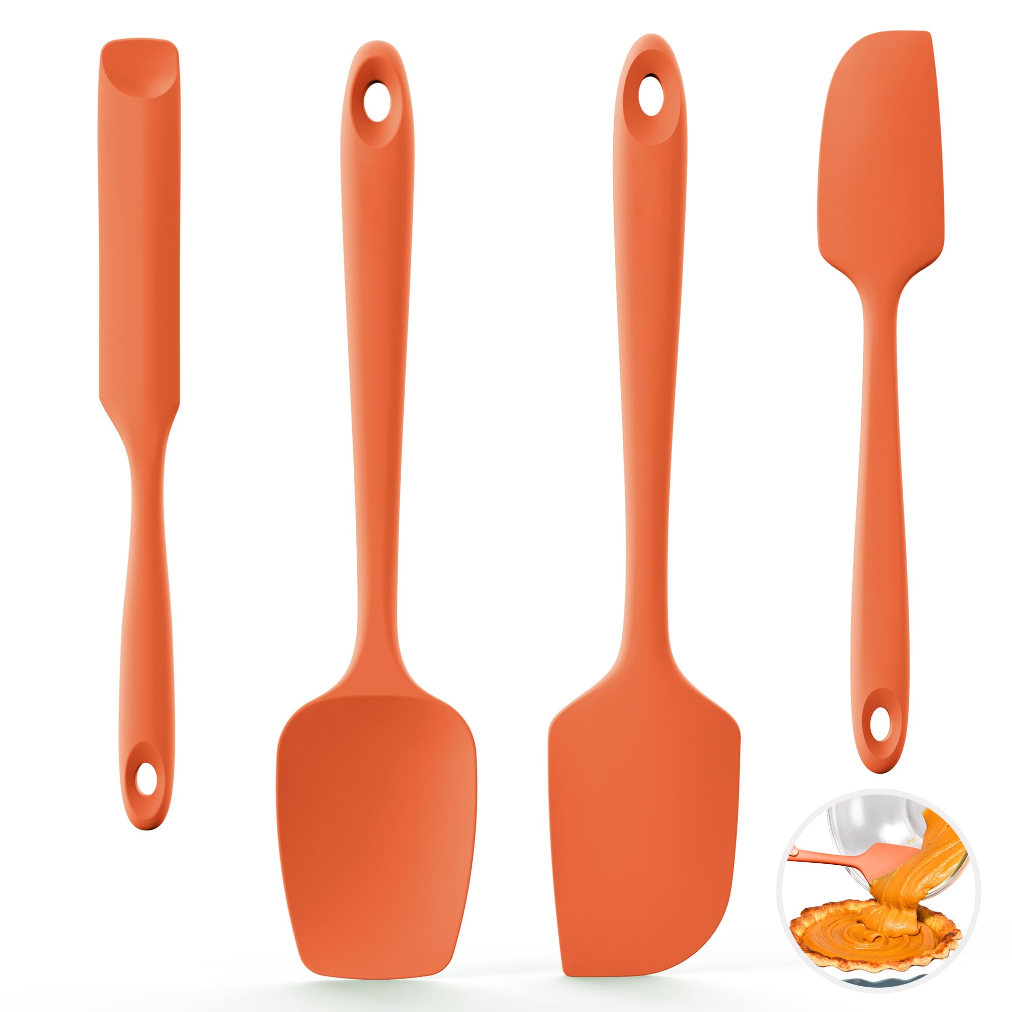 U-Taste 4Pcs Silicone Spatula Set, 315℃ Heat-Resistant, Orange