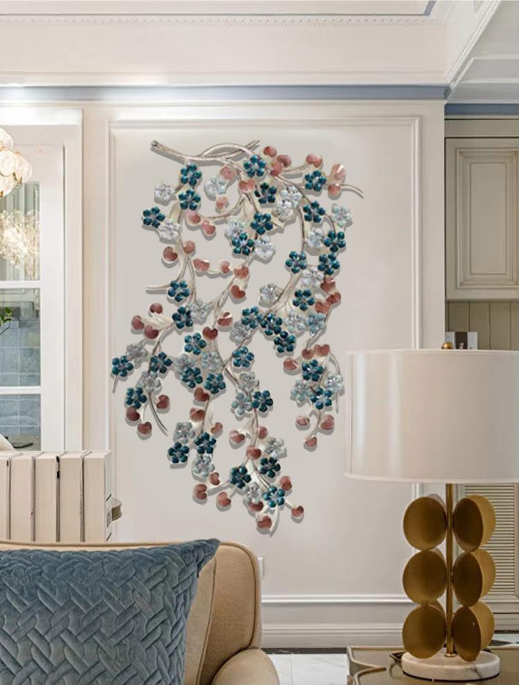 Image of ZOVE Iron Modern Luxury 3D Modern Flower Creative Design Wall Art | Home Decoration /Living Room /Hotel /Restaurant /Office /Farm House | Color: Multicolor | Size: (46 INCH Height)