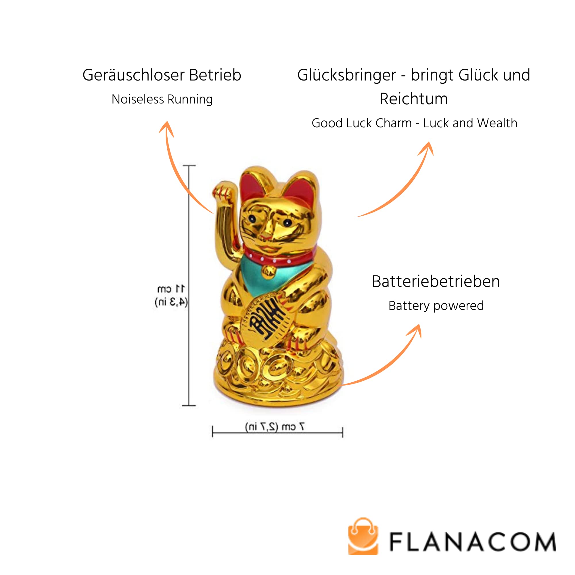 Kot Szczęścia 2 Sztuki Złoty Srebrny - Maneki Neko na Baterie - Ruchoma Japońskie Figurka do Biura Dekoracja