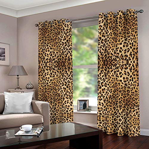 KLBPL Rideaux Salon Occultants Motif Léopard Jaune L55 X63 W/140X160Cm Isolation Impermeable Rideau Fenetre pour Chambre À Coucher, Lot De 2 Voilage