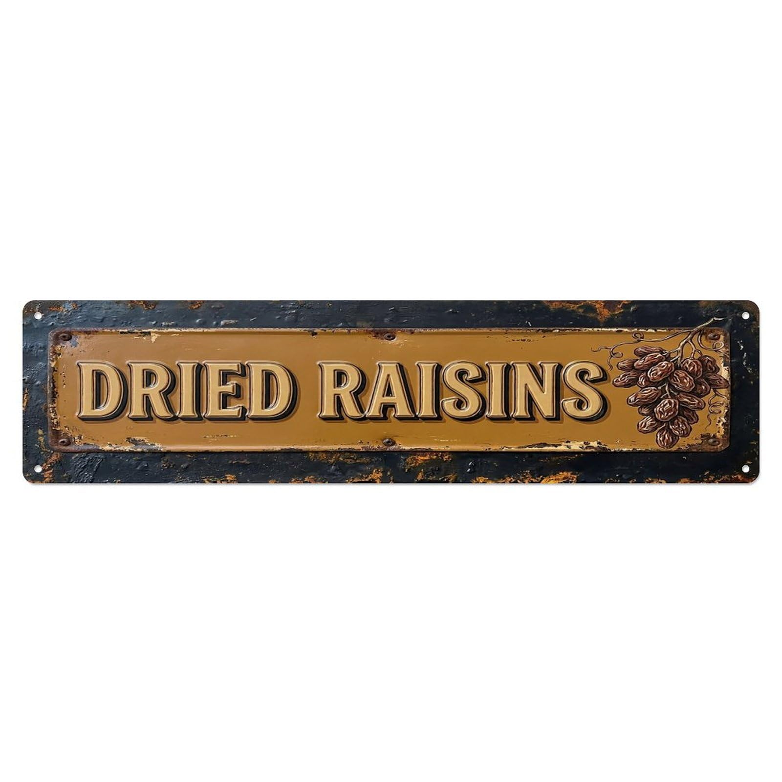 Vintage Dried Raisins Golden Farmhouse Metal Tin Sign