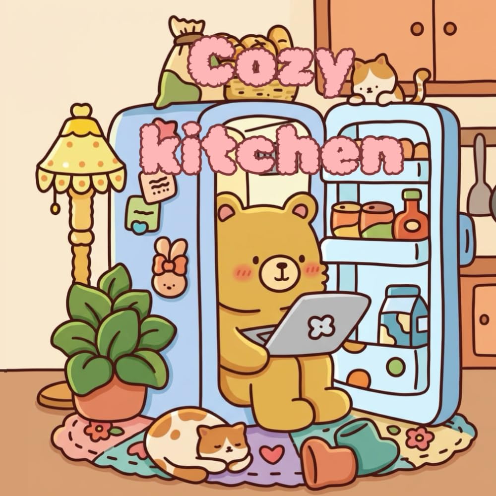 COZY KITCHEN: Coloring Book for Adults and Teens, Super Cute Designs of Cozy