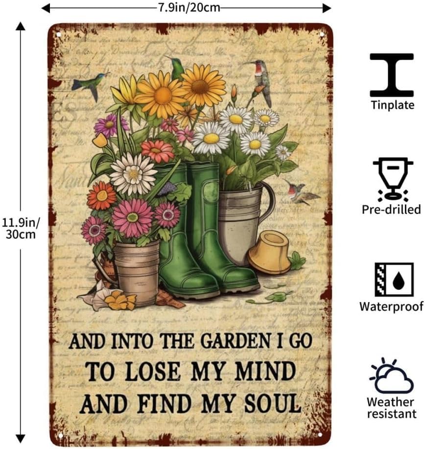 4 stuks gepersonaliseerde tuinborden, retro tuinborden, decoratieve metalen blikken buitenborden, tuinkunst bloemendecoratie voor tuinveranda, tuindecoratie, botanische muur, decoratief tuinieren