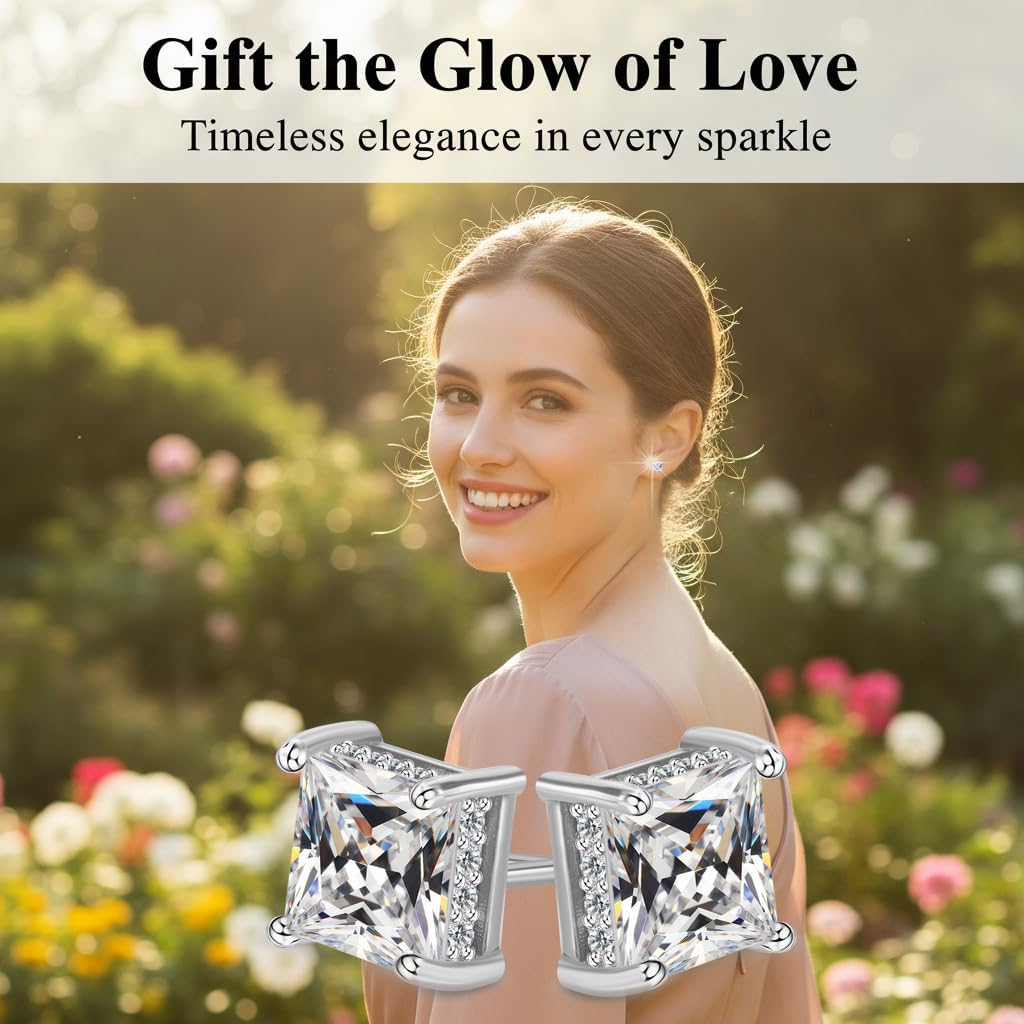 Hypoallergenic Cubic Zirconia Stud Earrings for Women & Men 24K Gold Plated Sterling Silver Post, Big Brilliant CZ Simulated Diamond Halo Studs Sensitive Ear Friendly Fashion Jewelry Gift (SE-30) - Image 6