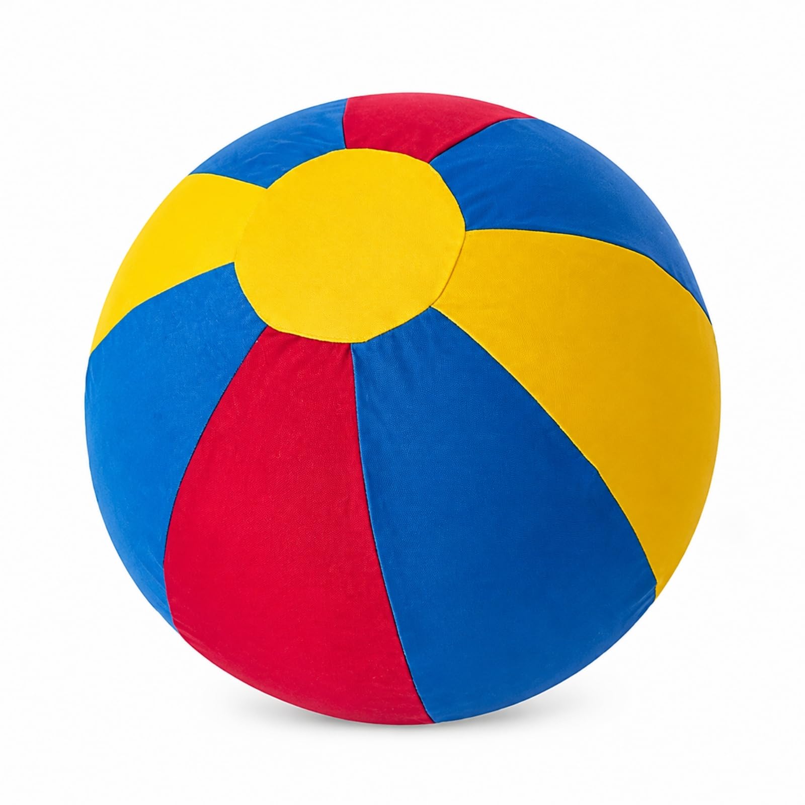 Hundeball mit Stoffbezug strapazierfähig aufblasbarer Hundeball reißfest Haustierspielzeug für Hundetraining, Garten, Rot-Blau-Gelb, 55cm