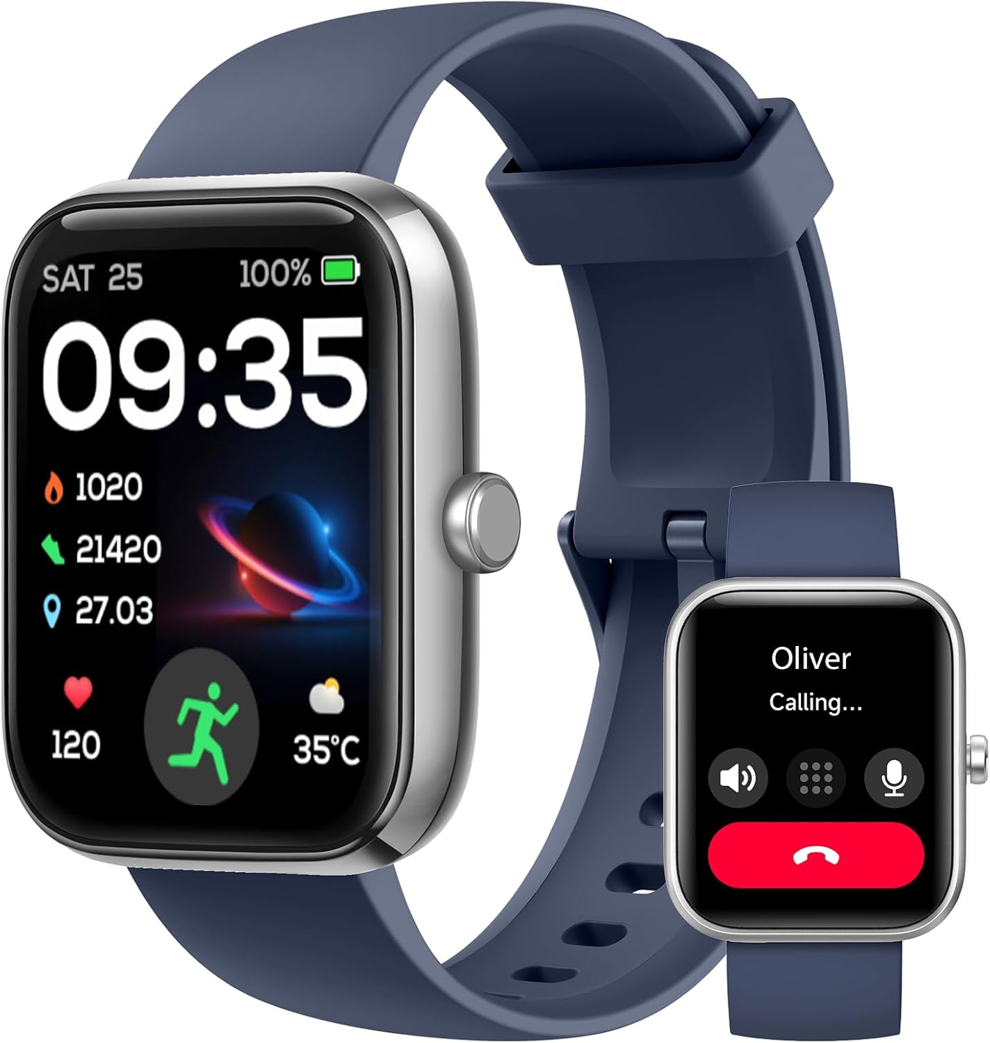 Montre Intelligente Homme/femme, Appel, Moniteur 1,83", Fréquence Cardiaque, étanche IP68 (rose) 1 - Téléphonie