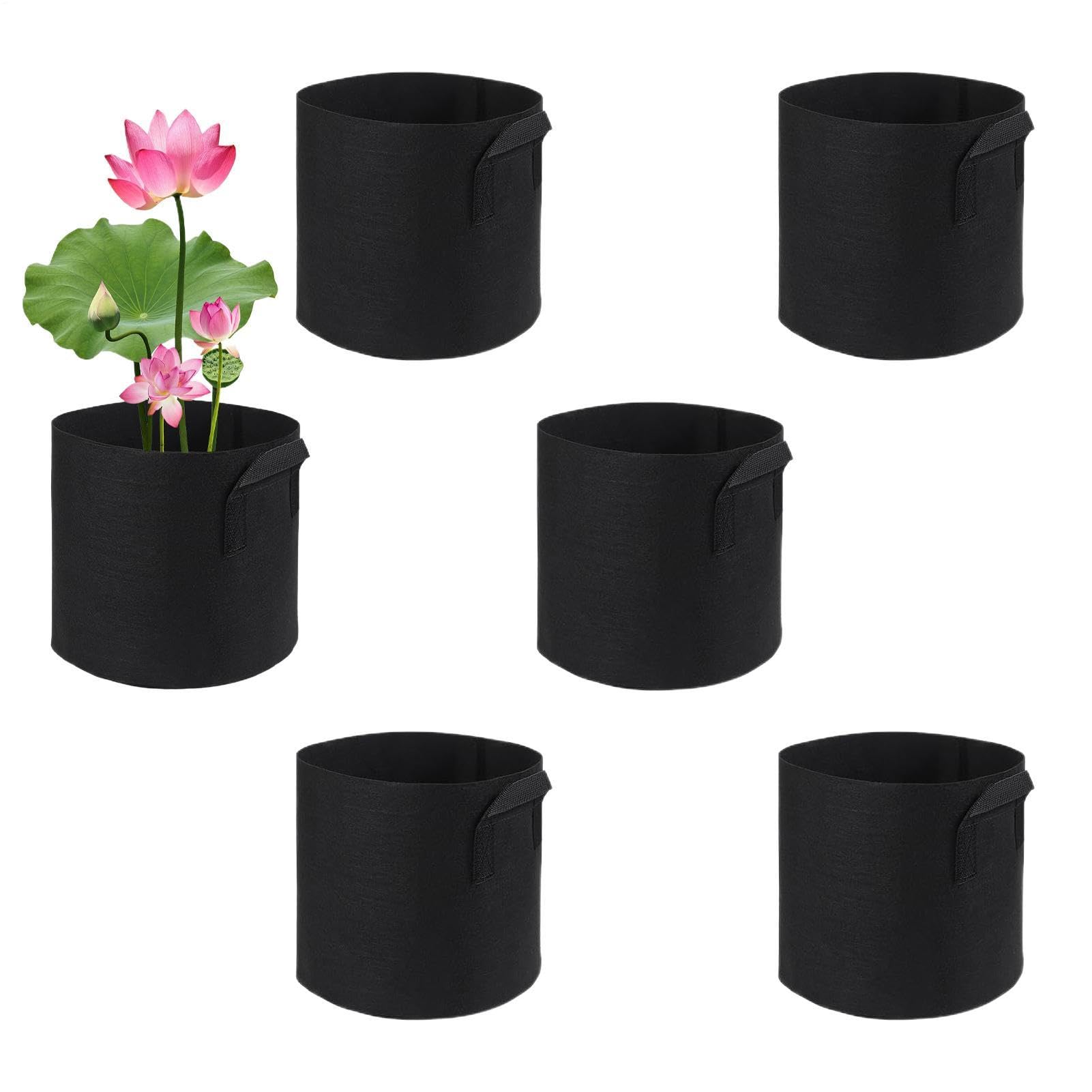 Bolsas de cultivo de tela para hortalizas y plantas en set de 6 contenedores con asas para jardín