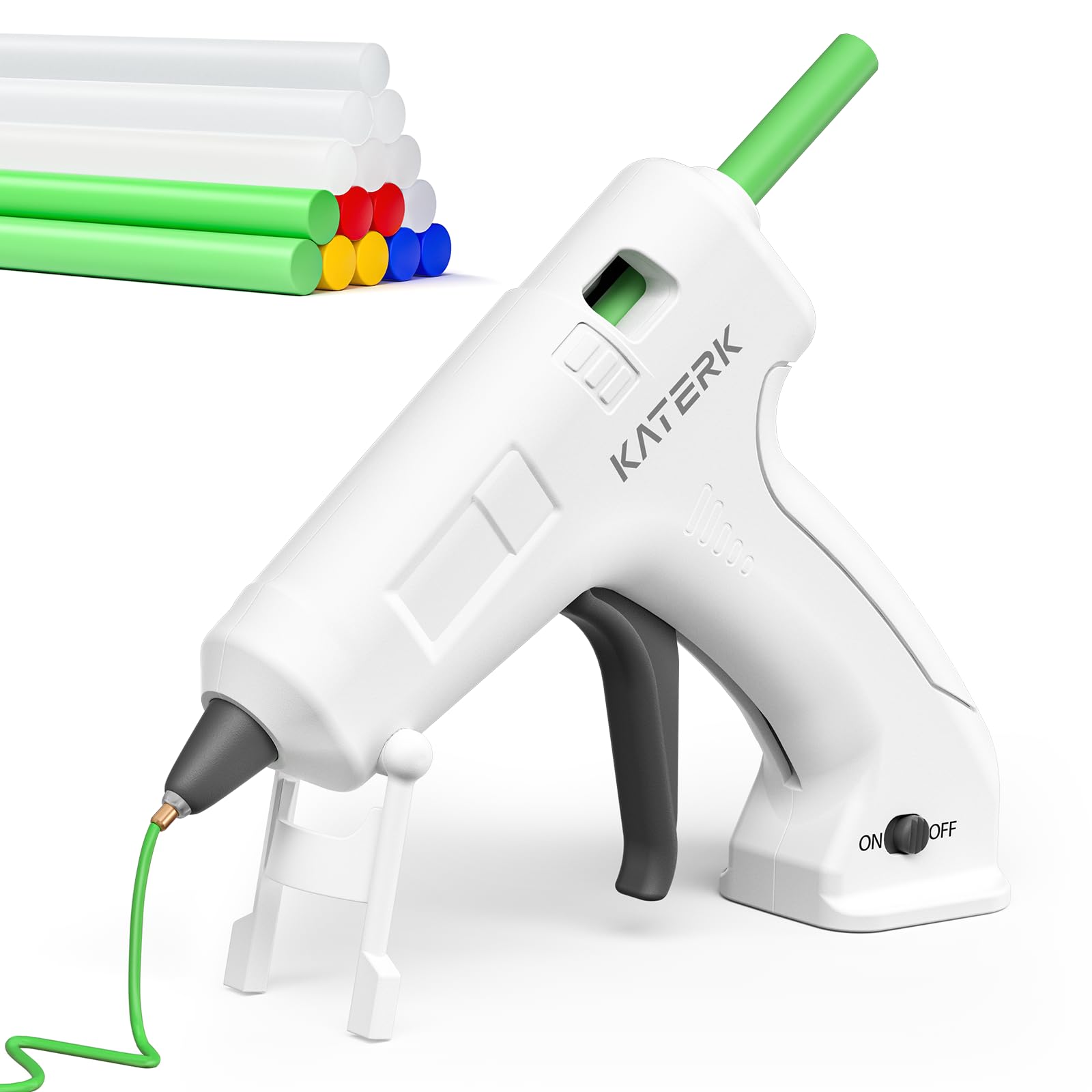 Katerk Pistola de Silicona Caliente, 2000mAH Pistola Silicona Caliente Inalambrica con 15x7mm Barra de Pegamento, 90S Calentamiento, Pistola Cola Quente Adecuada Uso Casero, DIY - Blanco