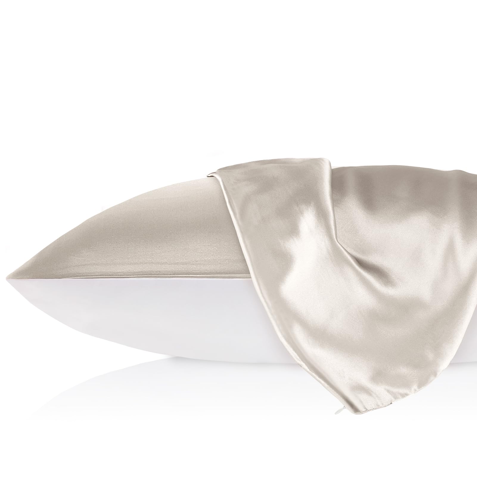 LILYSILK 1PC Silk Pillowcase for Hair and Skin 19MM Mulberry Silk Pillow Sham Cover with Cotton Underside Soft Hypoallergenic Silk Bed Pillow Case with Hidden Zipper(Standard 50x75cm,Moonlight Gray) - Image 2