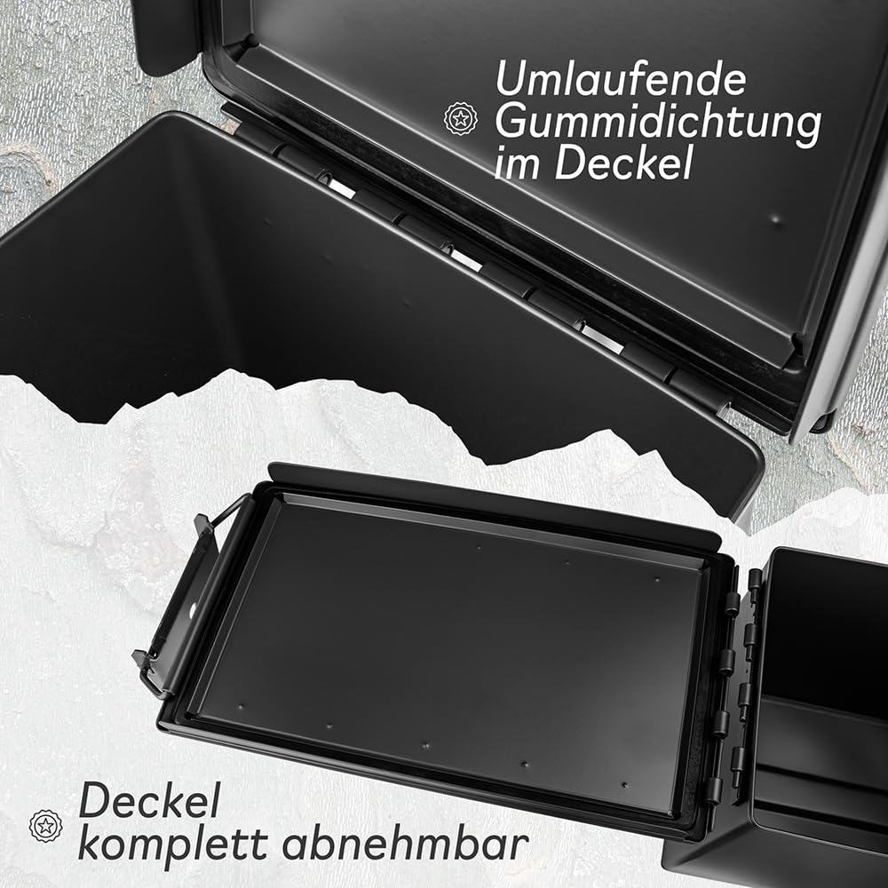 Trucky Munitionsbox mit Schloss 33x19x23 cm Ammo Box Metallkiste Metallbox Munitionskiste Aufbewahrungsbox mit Deckel Army Schwarz Metall