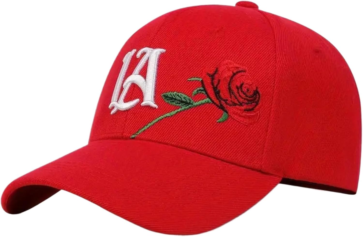 LA Rose Embroidered Baseball Cap for Men and Women – Adjustable Durable Polyester Dad Hat, Breathable Stylish Sun Hat