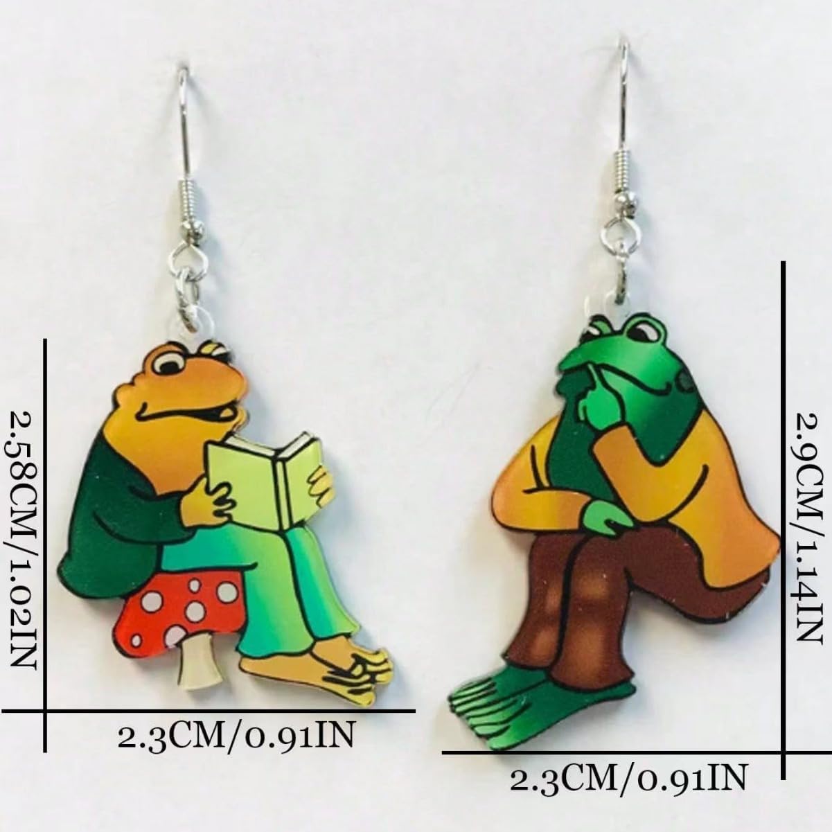 Frog Earrings For Women, Asymmetrical Think Animal Book Fun Unique Creative Animal Dangling Trendy Halloween Acrylic Gift Jewelry - Image 5