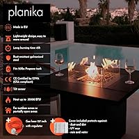 Vista 4 de Planika - Mesa cuadrada - Mesa para fogata de gas, calentador de espacio de propano de 35 pulgadas de ancho, mesa de centro para exterior, chimenea