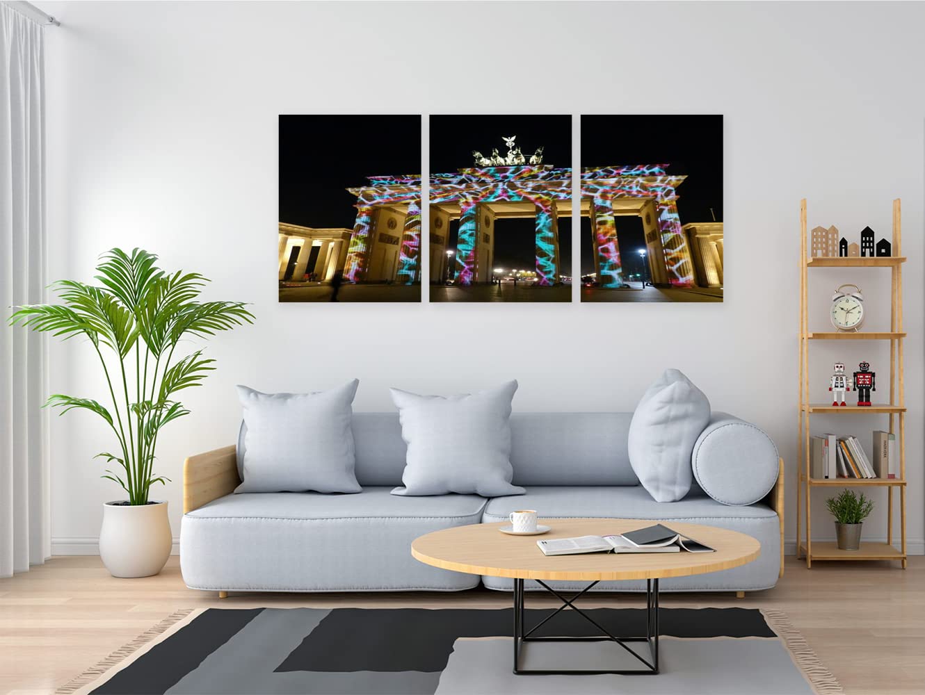 VERRE ART Wood Framed Canvas - Wall Decor for Living Room, Bedroom, Office, Hotels, Drawing Room (46in X 27in) - Pariser Platz Night