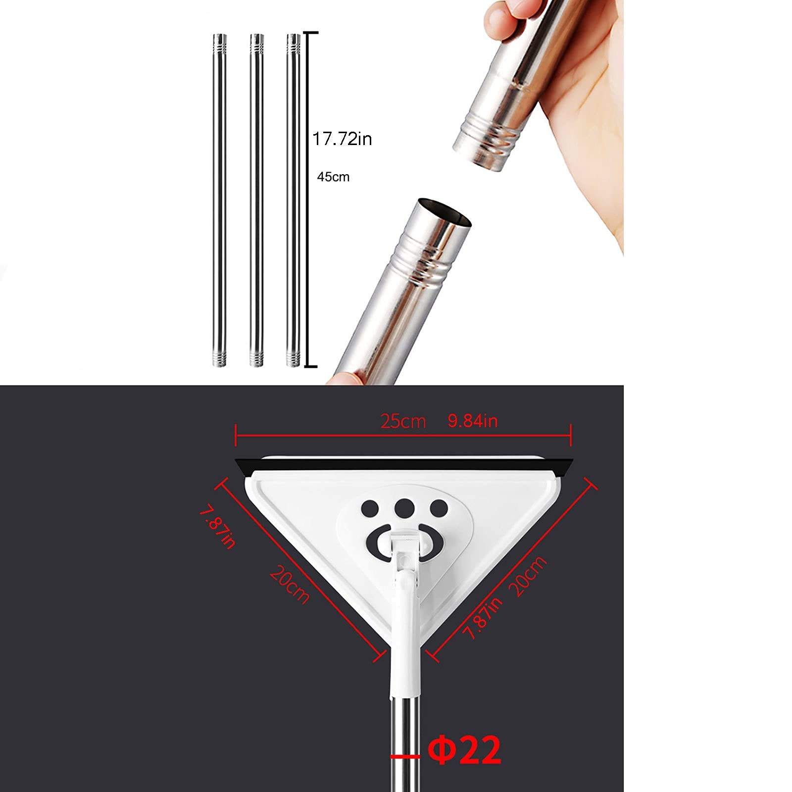 Raclettes de Douche Raclette de Douche 2 en 1 Nettoyant pour vitres avec Longue Perche d'extension Vadrouilles Plates Multifonctions pour Laver Les vitres Essuie-Glace Fournitures ménagères