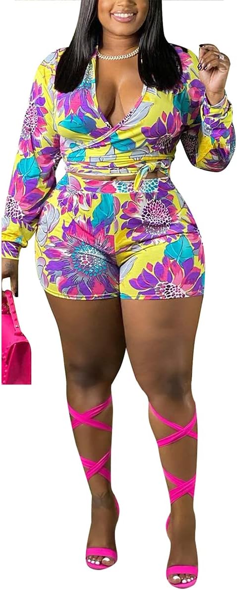 Women 2 Piece Outfits Wide Leg Long Pants Set Front Crop Tops High Waist Tracksuits Long Sleeve Jumpsuits - Image 2