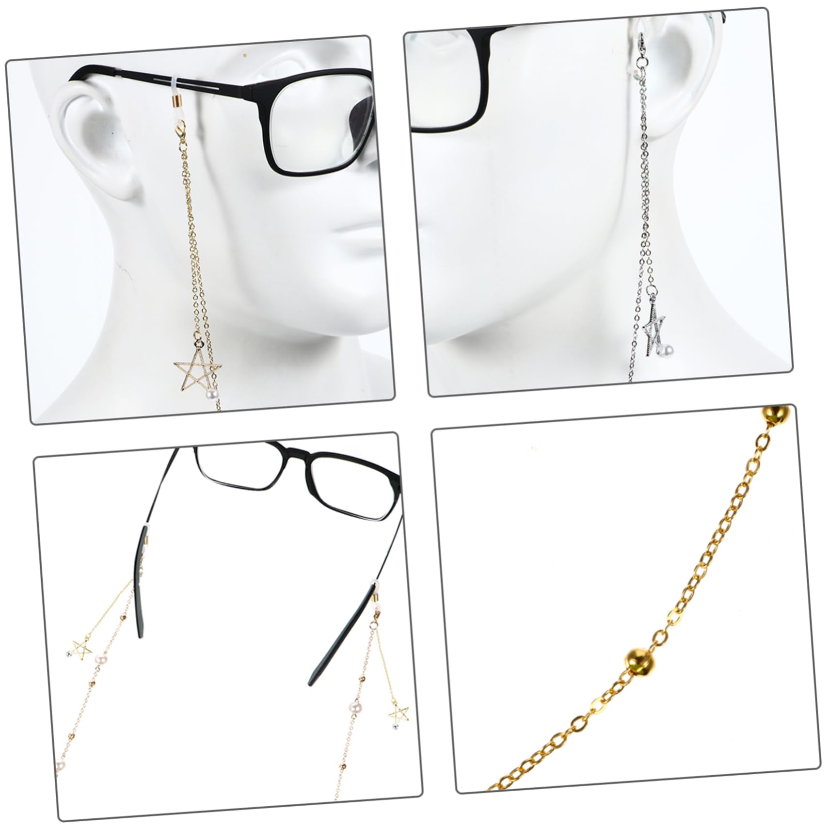 LIFKOME 6 Pz Catena Di Occhiali in Metallo Gancio Per Alleviare La Pressione Dell'orecchio Catena Per Occhiali Antiscivolo Collana Di Perle Catene Cordino Copri Bocca Collane D'oro Lega