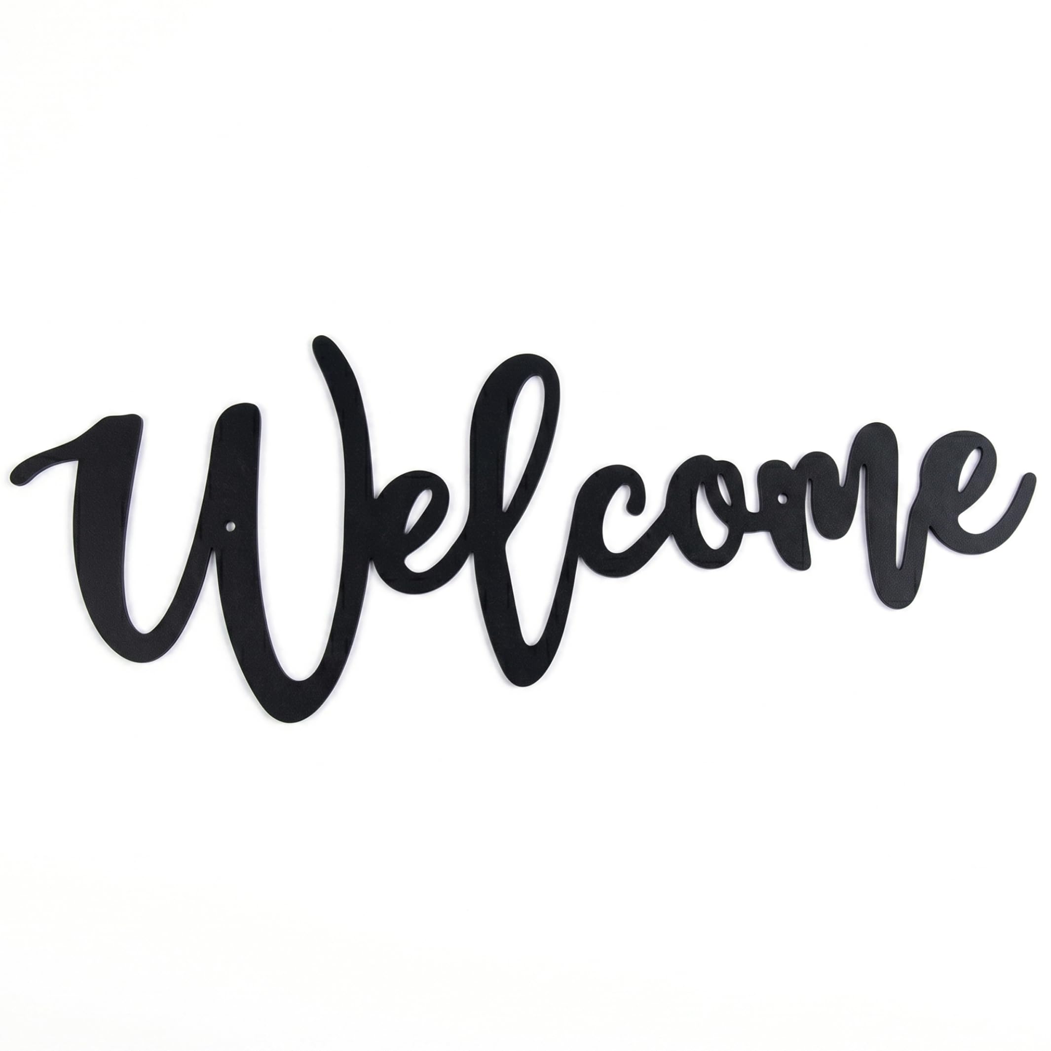 Tsawntd Metal Welcome Sign, 16x6in Front Door Sign Minimalist Silhouette Versatile Home & Outdoor Decor, Black