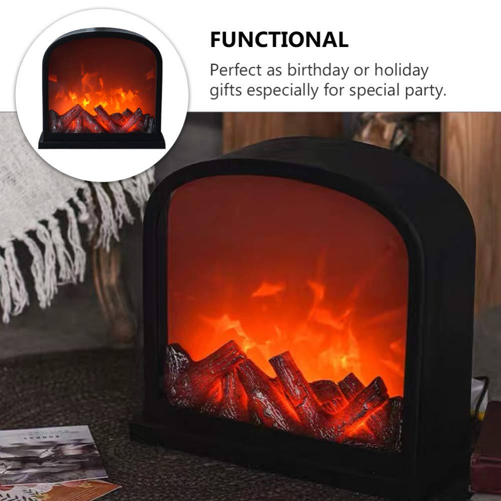 SUNOYA Lampada A Fiamma Simulata - Camino Decorativo Senza Fiamma, A Batteria, Effetto LED Realistico