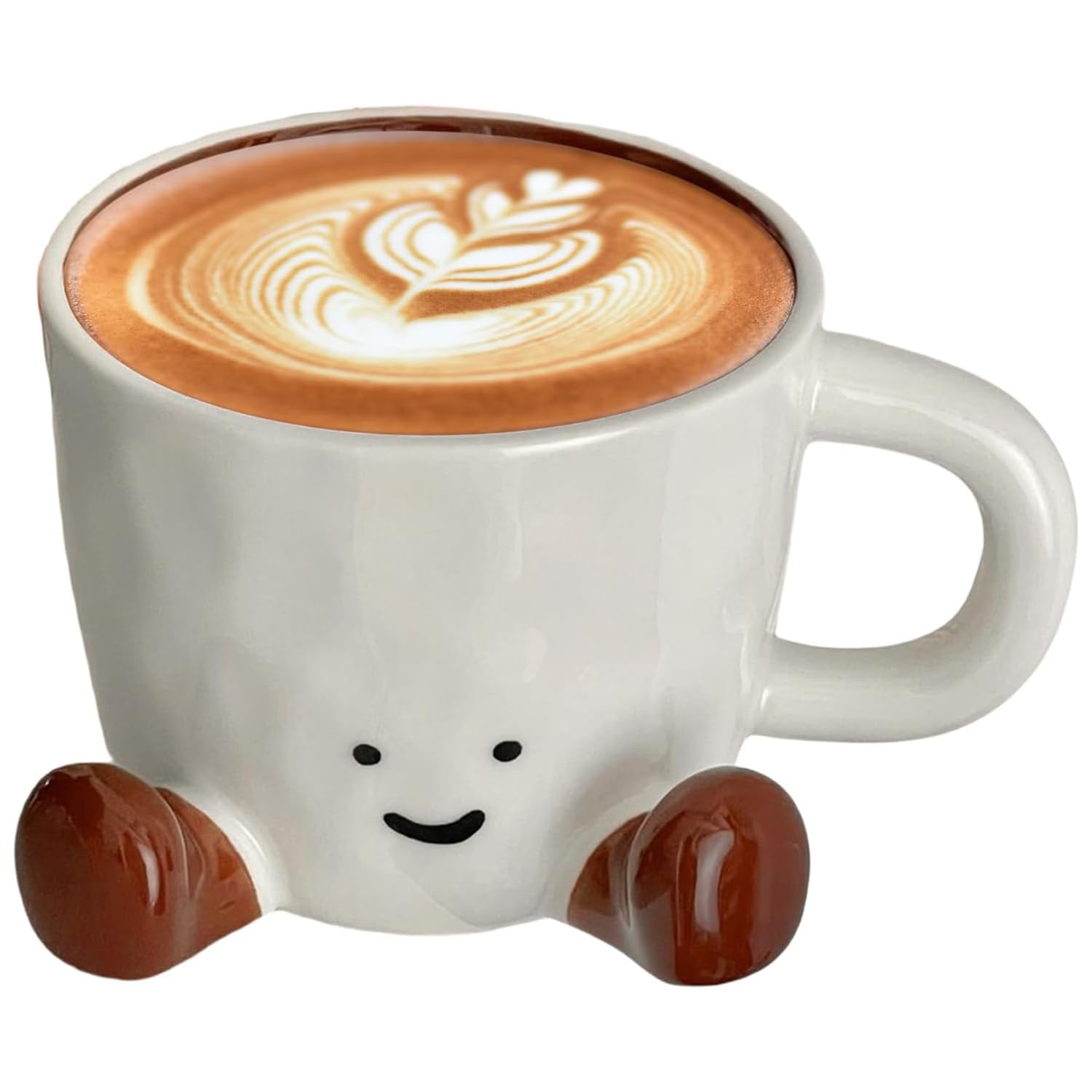 XUDUOO Cute Coffee Mug with Feet, Novelty Ceramic Tea Cup, 325ml Funny Office Desk Mug for Women & Men, Gift for Birthday Christmas, Creative Art Decoration for Offices Home (Brown)