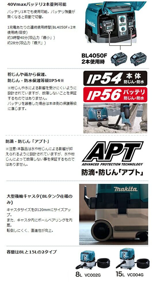 Amazon | マキタ(Makita) 充電式集じん機 40Vmax バッテリ・充電器別売