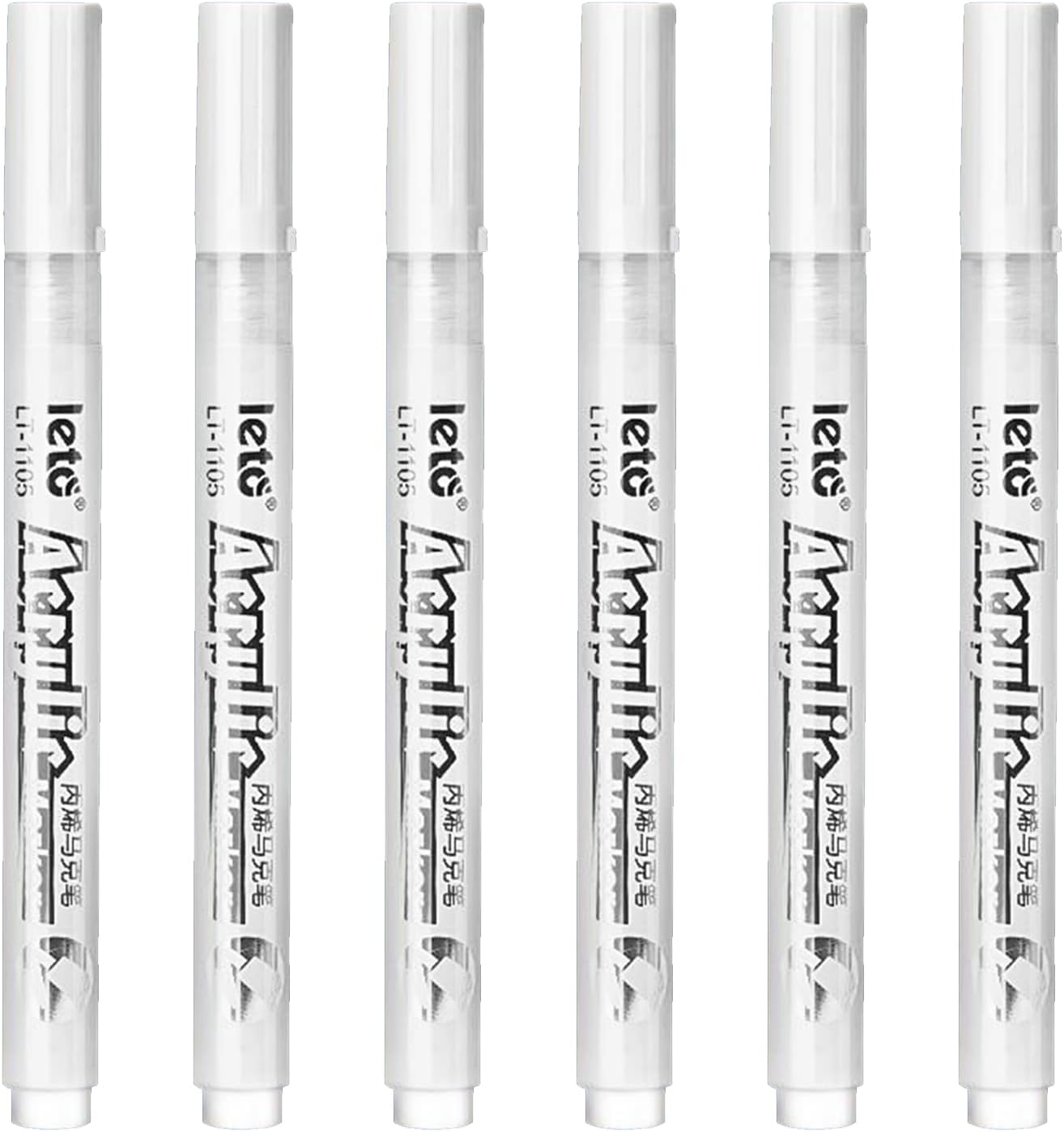 Acrylic White Paint Pens, 6Pcs Permanent Maker with 23mm Thick Tip