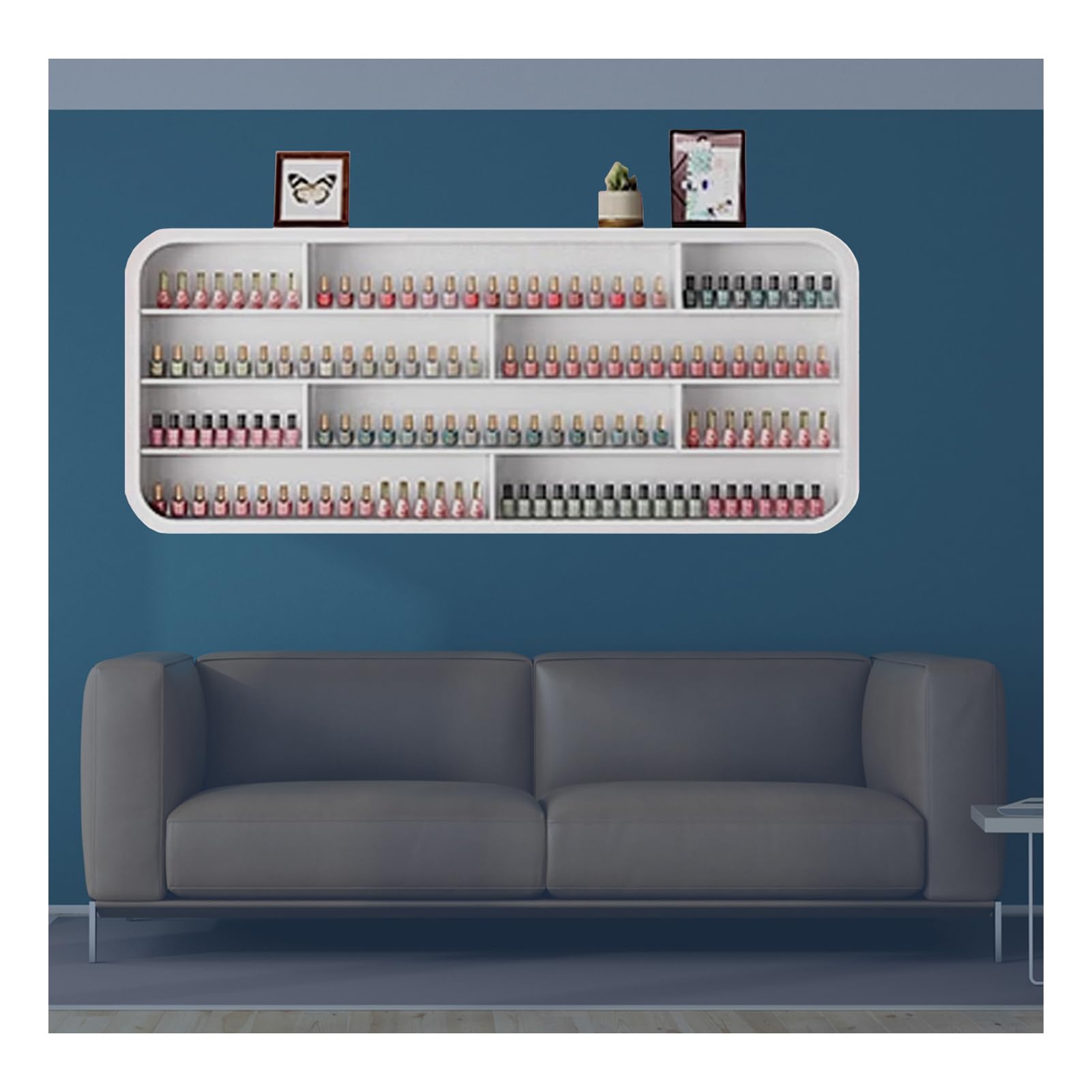 Étagère vernis à ongles murale en bois blanc de 80cm pour l'organisation de salon