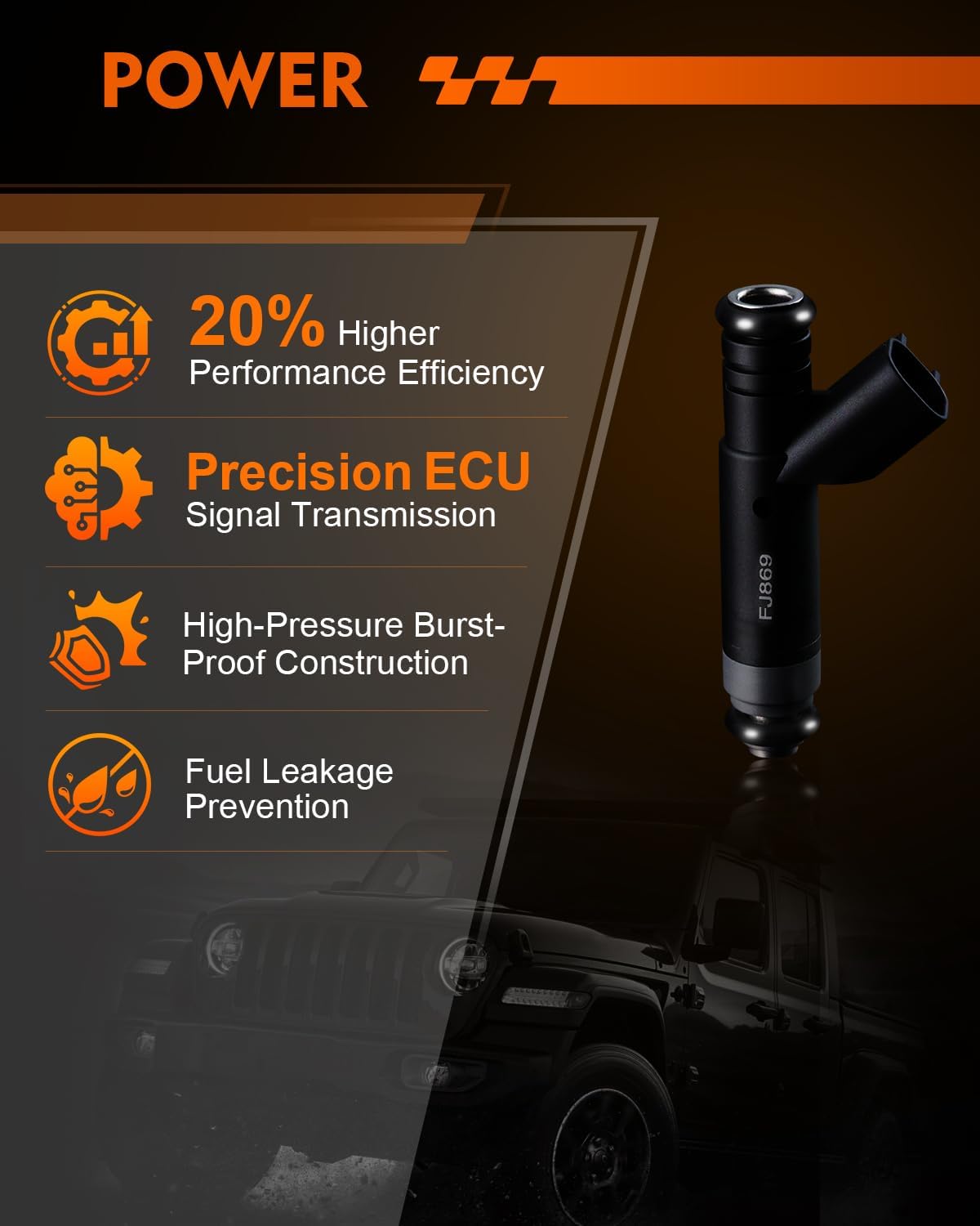 FJ869 4.2L Fuel Injectors Fits For:-Ford F150 2005 2006 2007 2008, for F150 05 06 07 08 4.2L V6 Naturally Aspirated, Replacement 800-1905N 8001905N CM-5105 CM5105 5L3Z9F593AA (Set of 6)