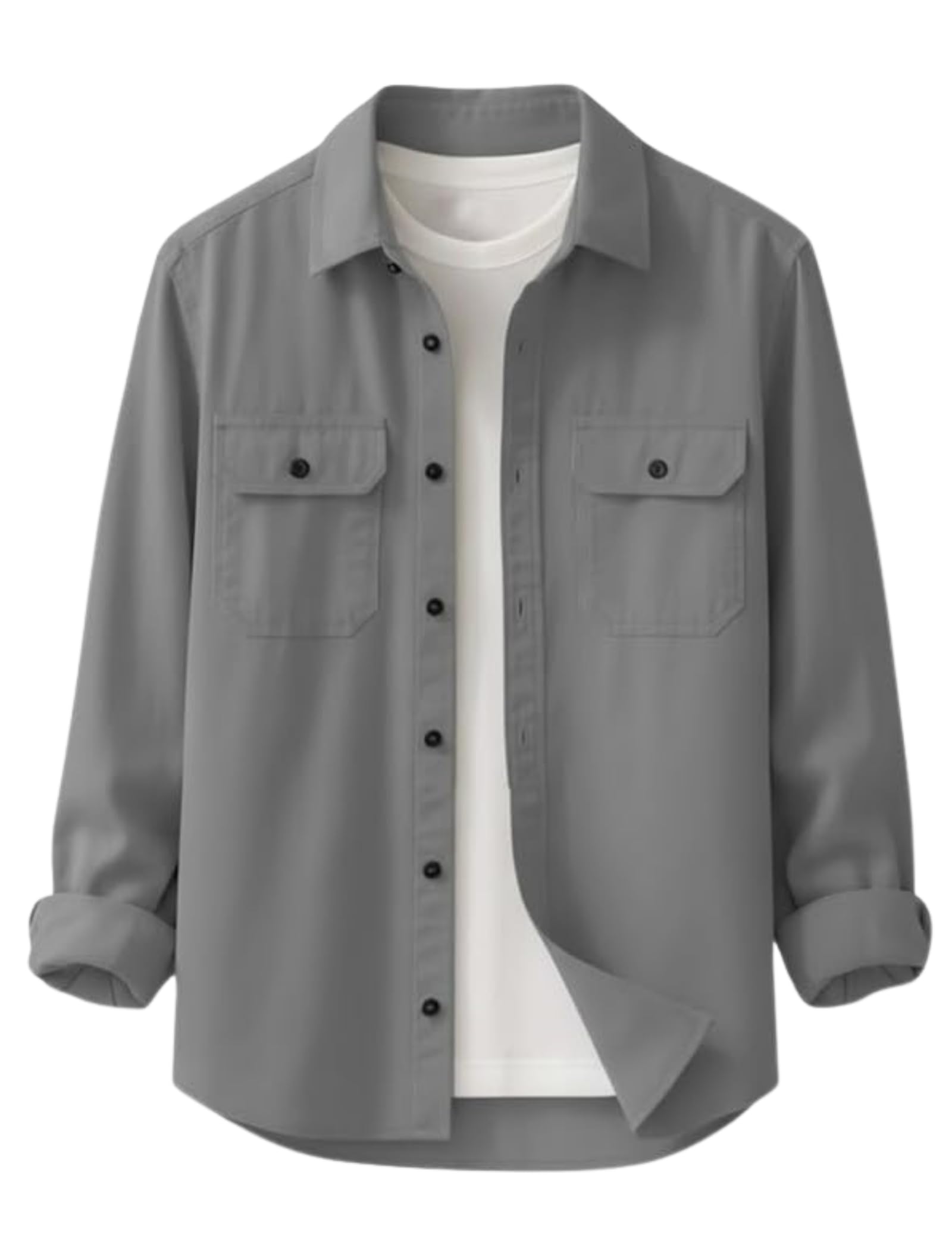 deelmo Men’s Stylish Cotton Blend Casual Shirt || Full Sleeve Button-Down Shirt with Dual Flap Pockets || Comfortable Breathable Fabric || Perfect for Casual Office and Outing Wear-picture-17