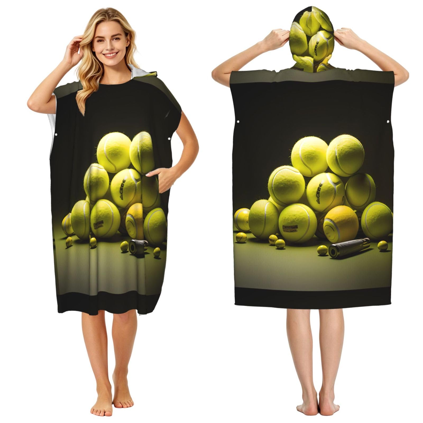 WSSYYBFTennis diagram Adult hooded beach towel Oversized with Hood for Absorbent Quick Dry