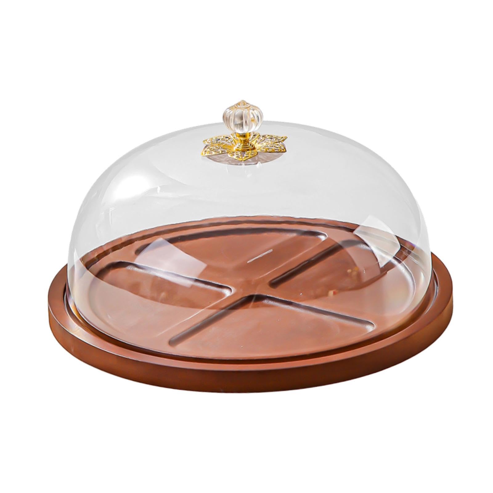 Présentoir à gâteaux avec couvercle, plateau de service, assiette de rangement, porte-cupcakes pour fêtes, festivals, mariages et fruits, Rond 27x15cm