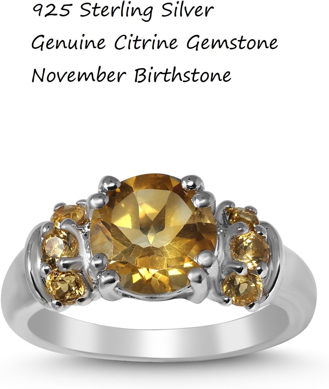925 Sterling Silver Genuine Citrine Statement Ring - Image 3