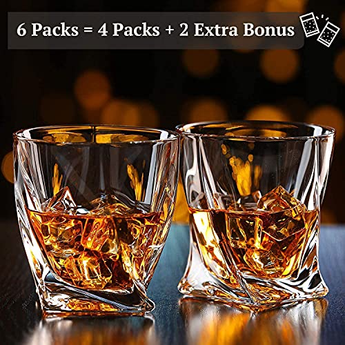 Farielyn-X Crystal Whiskey Glasses, Set of 6 Scotch Glasses, Tumblers for Drinking Bourbon, Scotch, Cocktail, Cognac, Irish Whisky, Large 10oz Premium Crystal Glass Tasting Cups for Men & Wo
