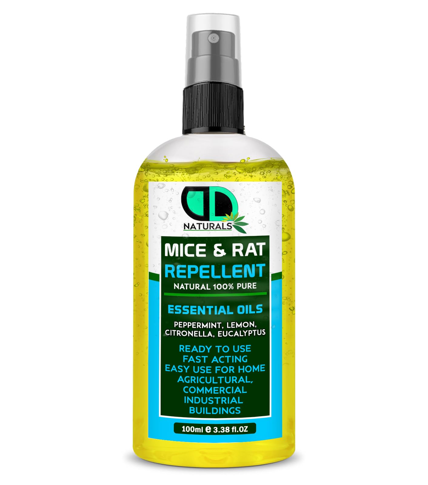 MICE & Rat Insect Repellent with Peppermint, Lemon, Eucalyptus & Citronella Essential Oil - Body Oil Deet Free (100ml Spray)