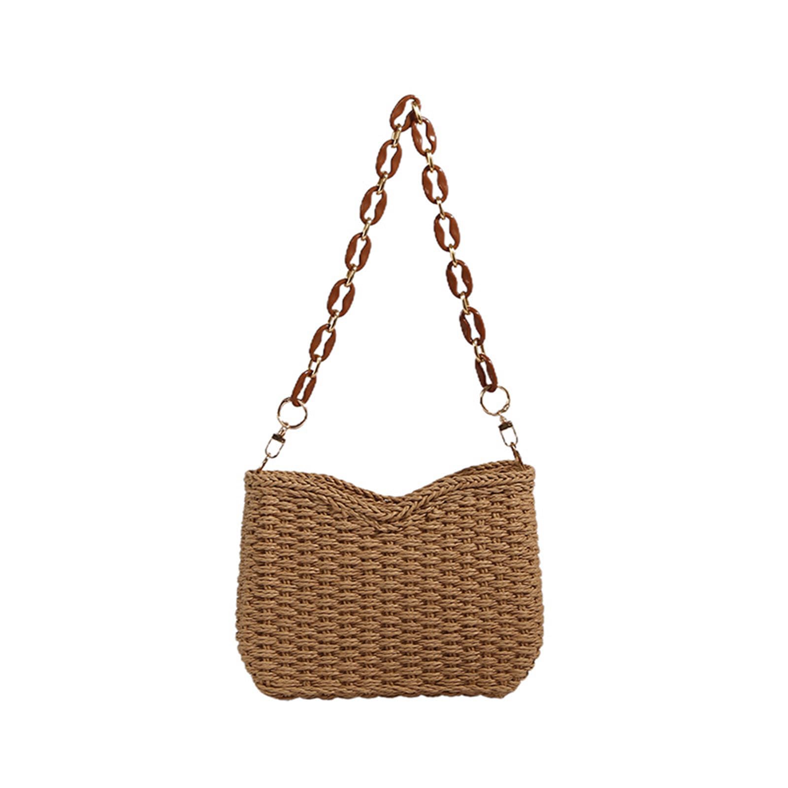 Sac tressé à la main en paille véritable style rétro chic CORIOS - 8
