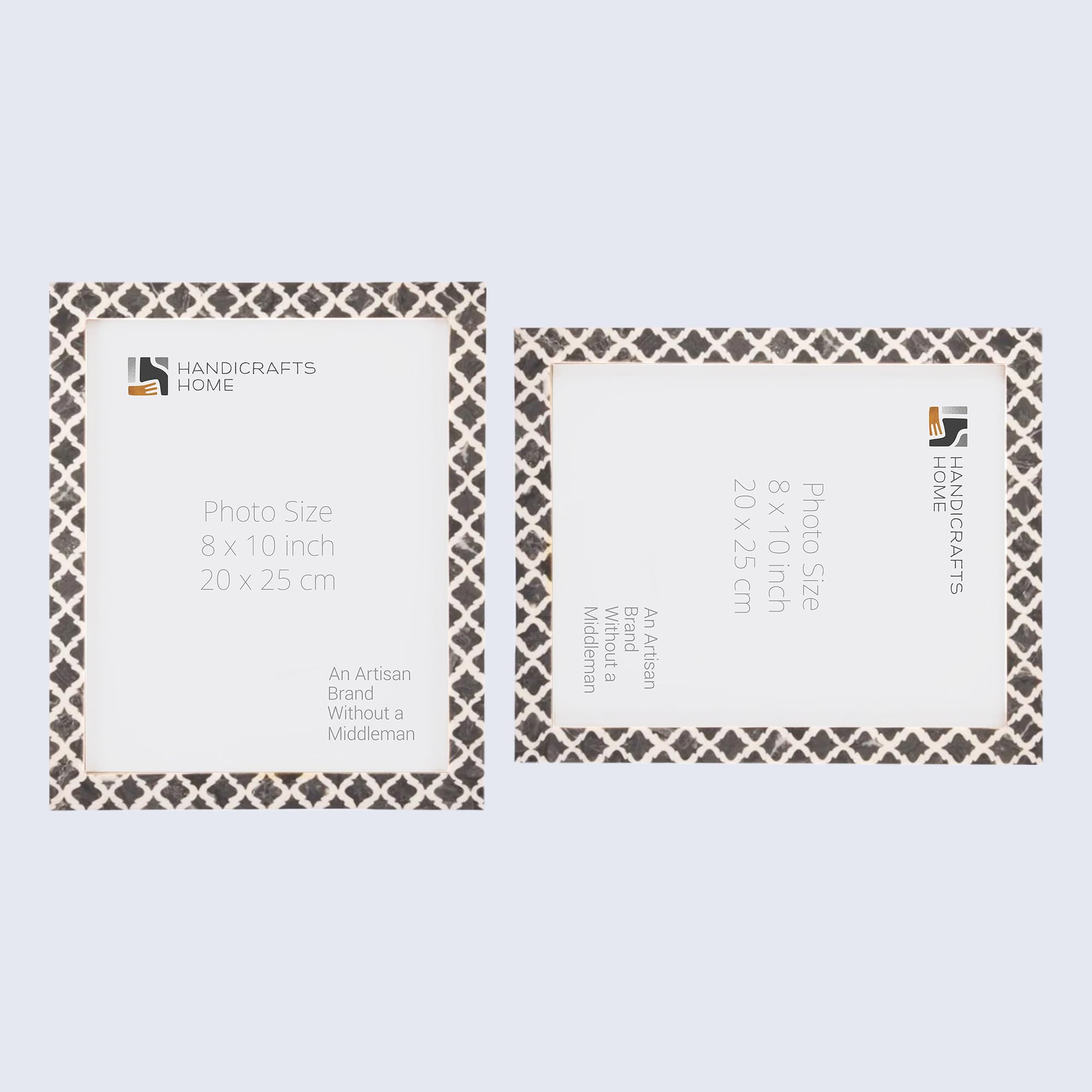 Handicrafts Home Grey & White Vintage Photo Frames for Wall or Tabletop Display, 8x10 Picture Frame Set of 2,Boho Farmhouse Gallery Wall Frame Set, Artisan Handmade Home Decor, Handmade Moroccan Frame