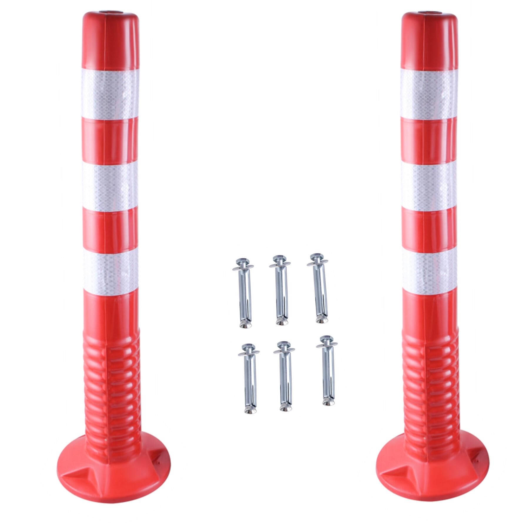 2 Stück Reflex Absperrpfosten, Poller 75 cm hoch, Reflektierend, selbstaufrichtend, Verstärkte Kunststoffpfosten 75 cm für die Verkehrssicherheit, aus Flexiblen Polyurethan