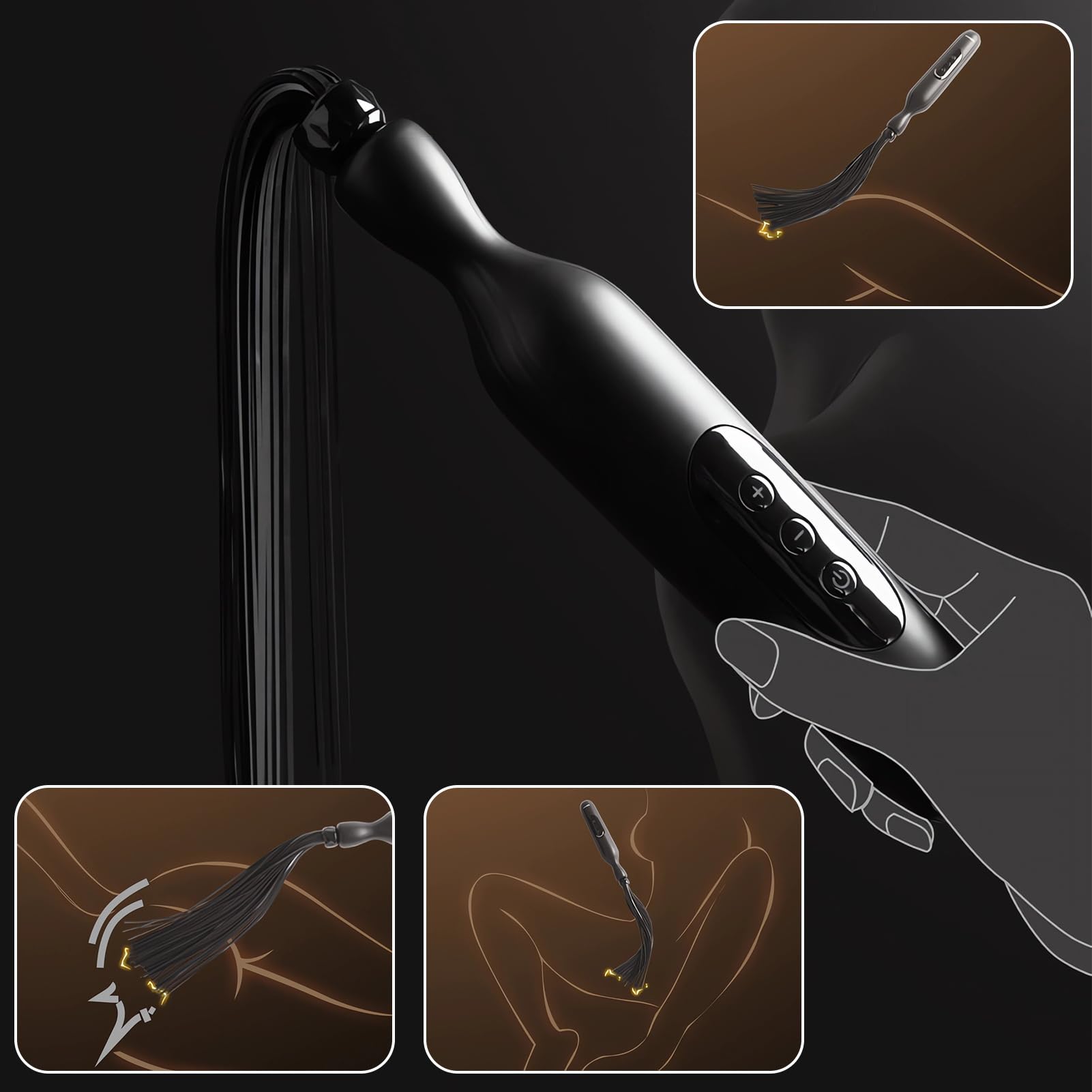 SXOVO Latigo Eléctrico Juguetes Eróticos para Pareja Sexuales - Fusta y Latigo Sexuales con 5 Niveles Intensidad Descarga, Fusta Eróticos para Esclava Azotaina, BDSM Juguetes Sexuales Mujer Hombre