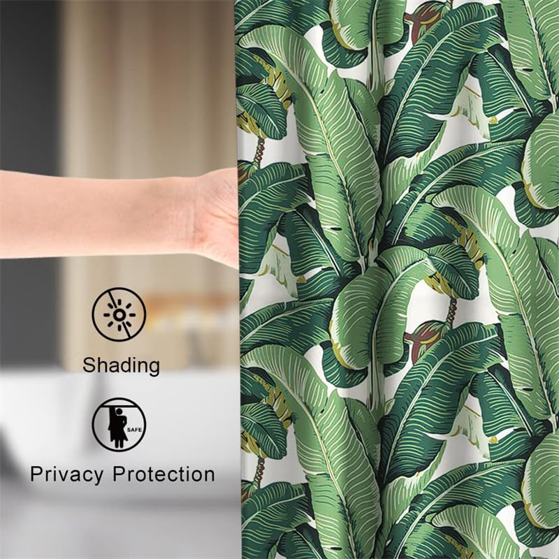 Tropical Green Palm Leaf Banana Leaves Shower Curtain Watercolor Botanical Banana Tree Nature Plant Curtain for Bathroom Decor 180 * 180cm - Image 4