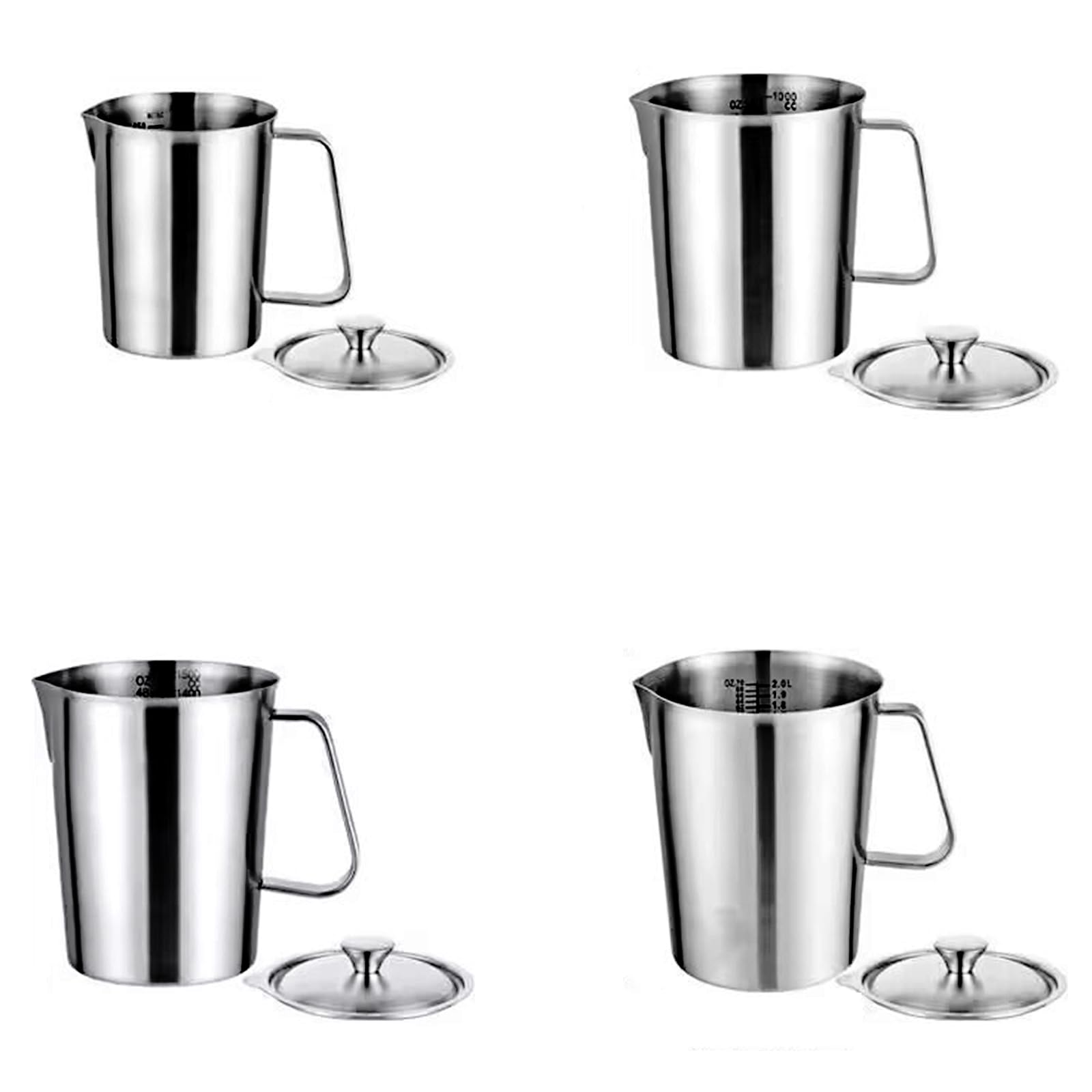 Taza medidora de acero de grado alimenticio 304 con marcas de medición claras, accesorios de preparación de café antioxidante perfectos para latte capuchino y hornear