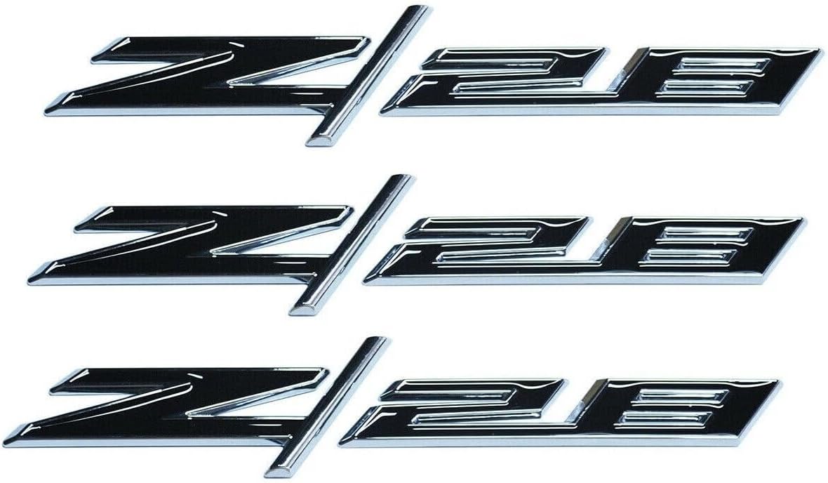3Pcs Z28 Emblems 3D Car Badge Door Tailgate Nameplate Compatible with Z/28 Camaro 22925211 (Chrome Black)