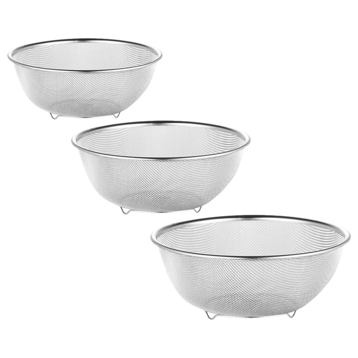 Set di Scolapasta in Acciaio Inox Maglia Fine per Frutta e Alimenti, Design Semplice e Filtro per Acqua, la Cucina Quotidiana