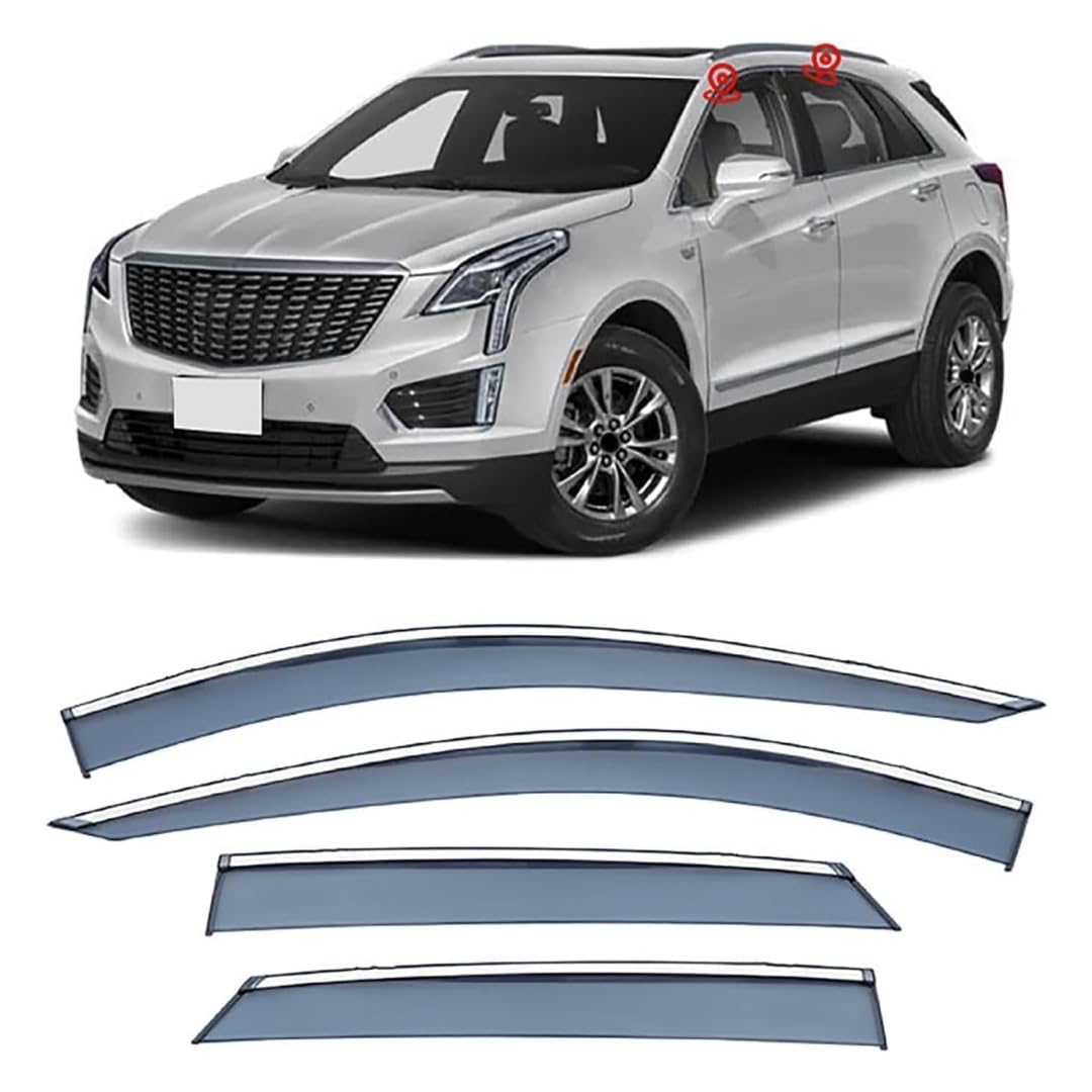 FENGJP Car Window Wind Deflectors for Cadillac XT5 MK1 2016-2020 2021 2022 2023, Window Wind Deflector Visor Rain Smoke Guards Automotive Accessories