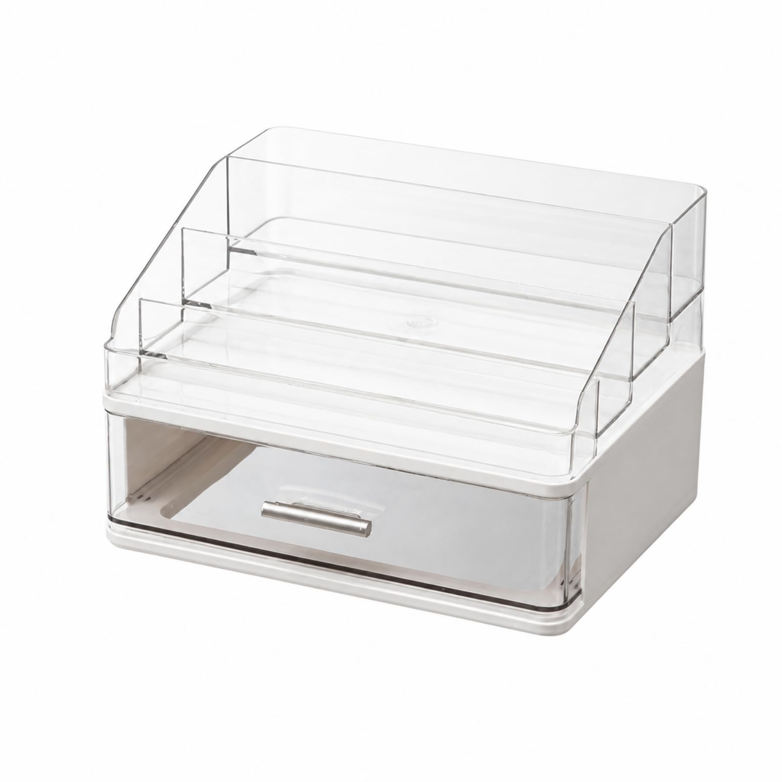 Cosmetici con Vassoio Divisorio Moderno Organizzatore Saldispazio Contenitore per Bagno, Bianco, 1 Livello
