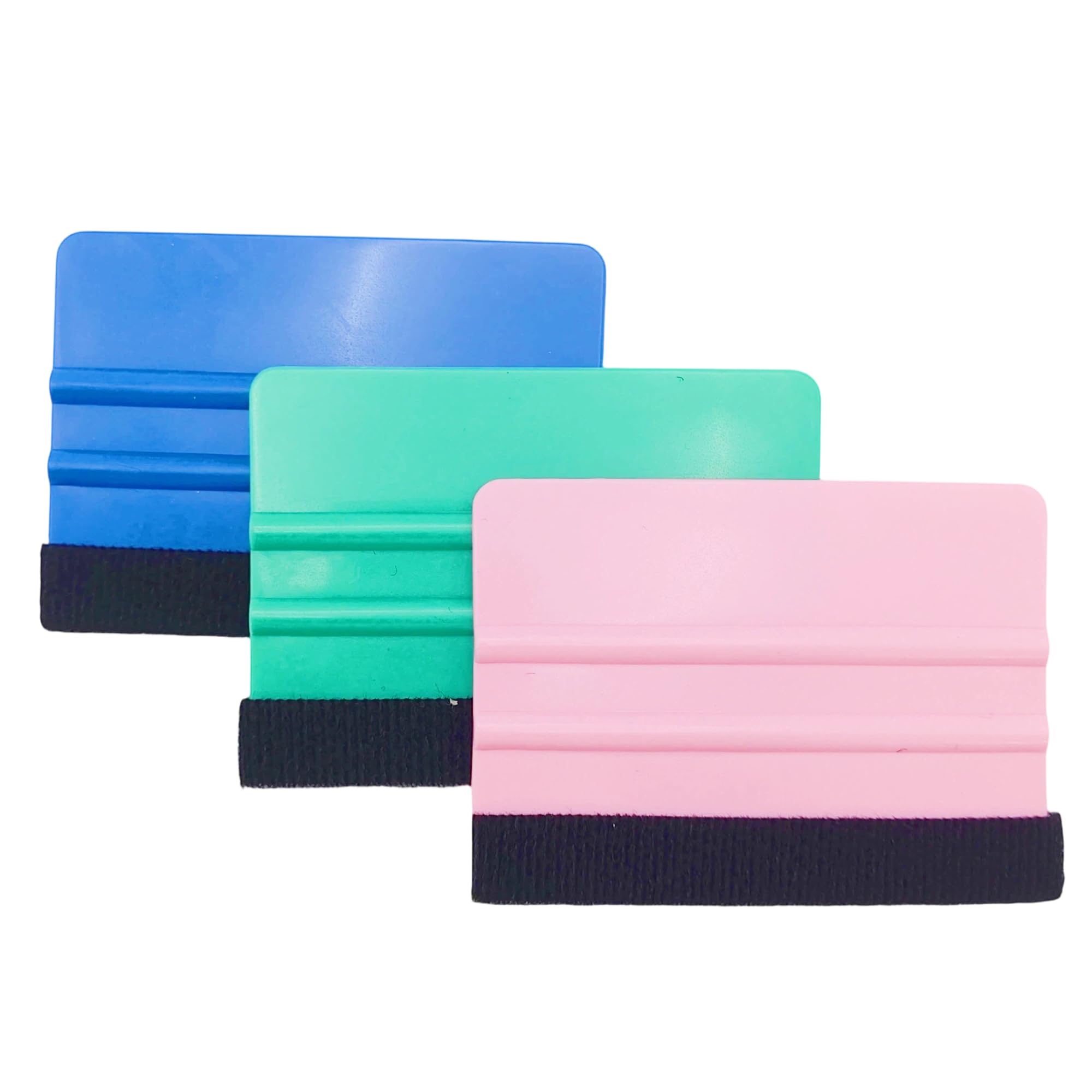 Trifletopia Blue,Pink,Teal 3 Pack Vinyl Wrap Tools Vinyl Squeegee Applicator Kit Felt Edge Scraper For Car Wrap Window Tint Decals Wallpaper Film Installation