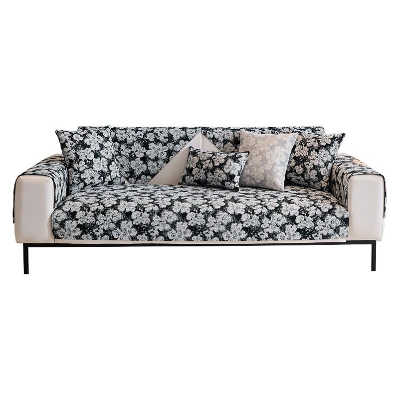 Housse de canapé en forme de L chenille florale anti-griffe chat