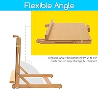 Vista 3 de MEEDEN Caballete grande para tablero de dibujo, madera de haya maciza, marco en H, caballete ajustable para artistas, adolescentes y pintores