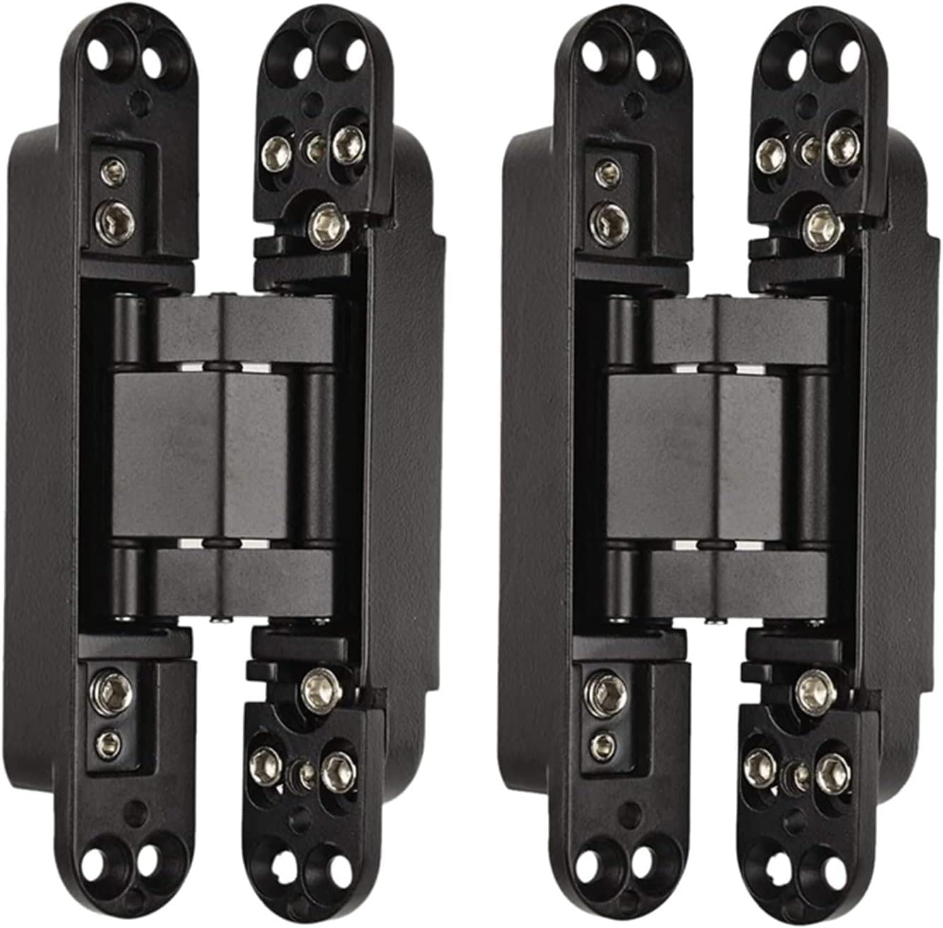 Nvsfzgiyg Nero 2Pcs 6 Inch Concealed Door Invisible 180 Degree Swing Hinge 3 Way Adjustable Butt Hinges(Nero)